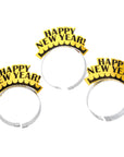 Happy New Year Tiara (Gold with Black Glitter) 3pk
