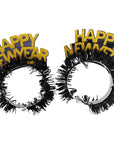 Happy New Year Tiara Deluxe (Black and Gold) 2pk