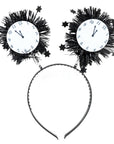 New Year Clock Countdown Tinsel Headband (black)