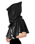 Adult Iridescent Metallic Mini Hooded Cape (Black)