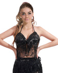 Sequin Fringe Top (Black)
