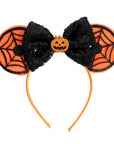 Halloween Pumpkin Web Sequin Bow Headband