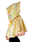 Adult Iridescent Metallic Mini Hooded Cape (Gold)