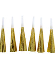 Happy New year Party Horns (Gold) 6pk