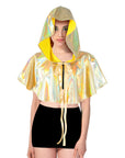 Adult Iridescent Metallic Mini Hooded Cape (Gold)