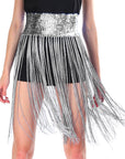 Sequin Belt with Fringe Skirt (Silver)
