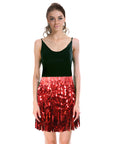 Red Tinsel Fringe Skirt