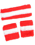 Striped Sweatband & Wristband Set (Red)