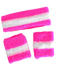 Striped Sweatband & Wristband Set (Pink)