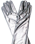 Long Metallic Glove (Silver)