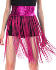 Sequin Belt with Fringe Skirt (Hot Pink)
