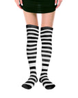 Over Knee Socks (Black/White Stripe)