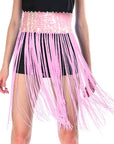 Sequin Belt with Fringe Skirt (Light Pink)