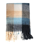 Chunky Check Winter Scarf (Brown and Blue)
