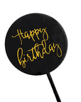 Deluxe Happy Birthday Perspex Cake Topper (Black and Gold)