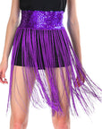 Sequin Belt with Fringe Skirt (Purple)