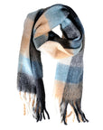 Chunky Check Winter Scarf (Brown and Blue)