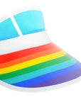 Rainbow Stripe Perspex Visor White Rim (Blue)