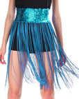 Sequin Belt with Fringe Skirt (Light Blue)