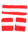 Striped Sweatband & Wristband Set (Red)