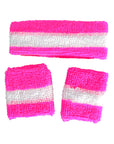 Striped Sweatband & Wristband Set (Pink)