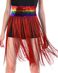 Sequin Belt with Fringe Skirt (Rainbow)
