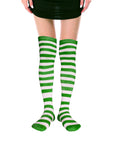 Over Knee Socks (Green/White Stripe)
