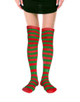Over Knee Socks (Red/Green Stripe)