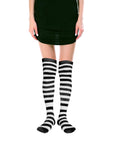 Over Knee Socks (Black/White Stripe)