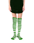 Over Knee Socks (Green/White Stripe)
