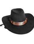Black Deluxe Cowboy Hat with Bull Band