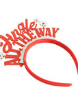 Red headband with 'Jingle All The Way' text on a white background