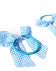 Blue Gingham Bow Hair Tie (2pk)