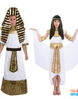 Adult Egyptian Pharoah & Queen Couple Costume Set (White)