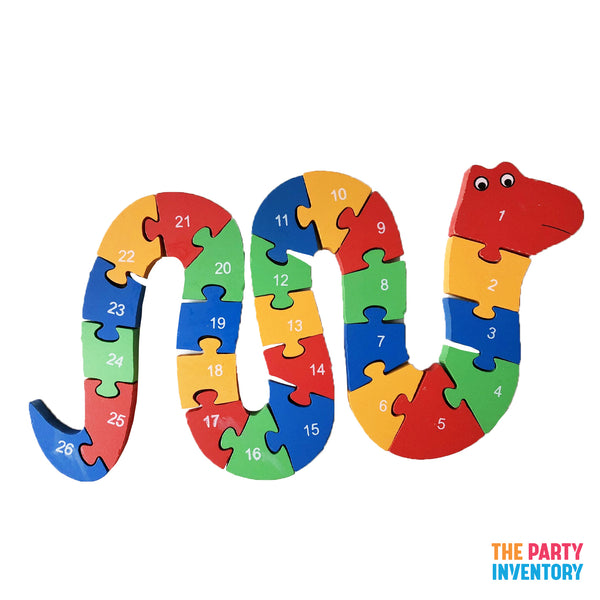Wooden Snake Alphabet Number Block Puzzle The Party Inventory
