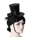 Mini Black Sequin Top Hat