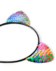 Sequin Rainbow Cat Ears Headband