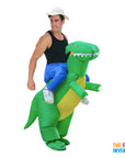 Adult Inflatable Green Dinosaur Rider Costume