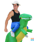 Adult Inflatable Green Dinosaur Rider Costume