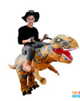 Adult Inflatable Brown Dinosaur Rider Costume