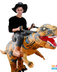 Adult Inflatable Brown Dinosaur Rider Costume