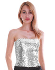 Adult Sequin Bandeau Tube Top (Silver)