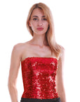 Adult Sequin Bandeau Tube Top (Red)