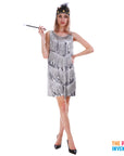 Adult Deluxe Sequin Flapper Costume (Silver)