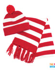 Red and White Scarf & Beanie Set