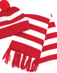 Red and White Scarf & Beanie Set