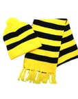Black and Yellow Scarf & Beanie Set