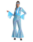 Adult 70s Disco Lady Jumpsuit (Blue)