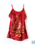 Adult Christmas Sequin Singlet (Gold Merry Christmas)
