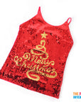 Adult Christmas Sequin Singlet (Gold Merry Christmas)